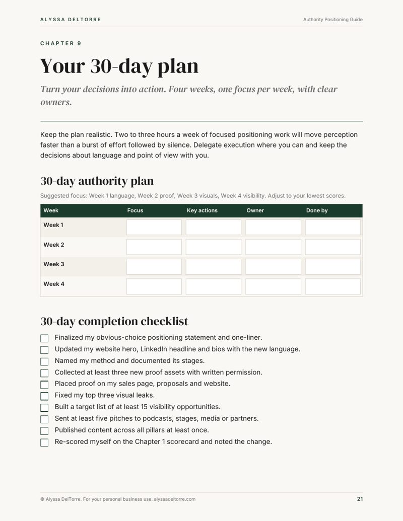 Authority Positioning Guide sample page